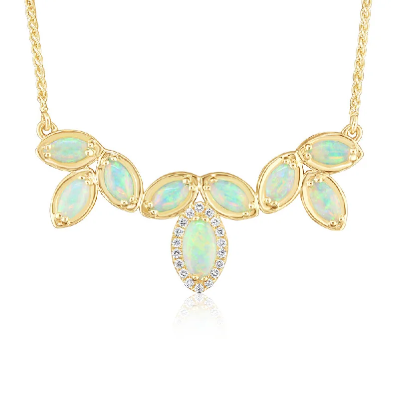 14K Yellow Gold Australian Opal/Diamond Neckpiece