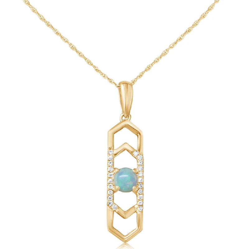 14K Yellow Gold Australian Opal/Diamond Pendant