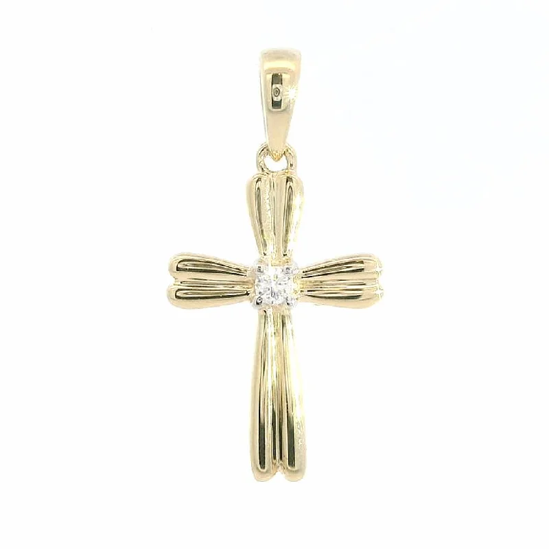 14K Yellow Gold Diamond Cross Pendant