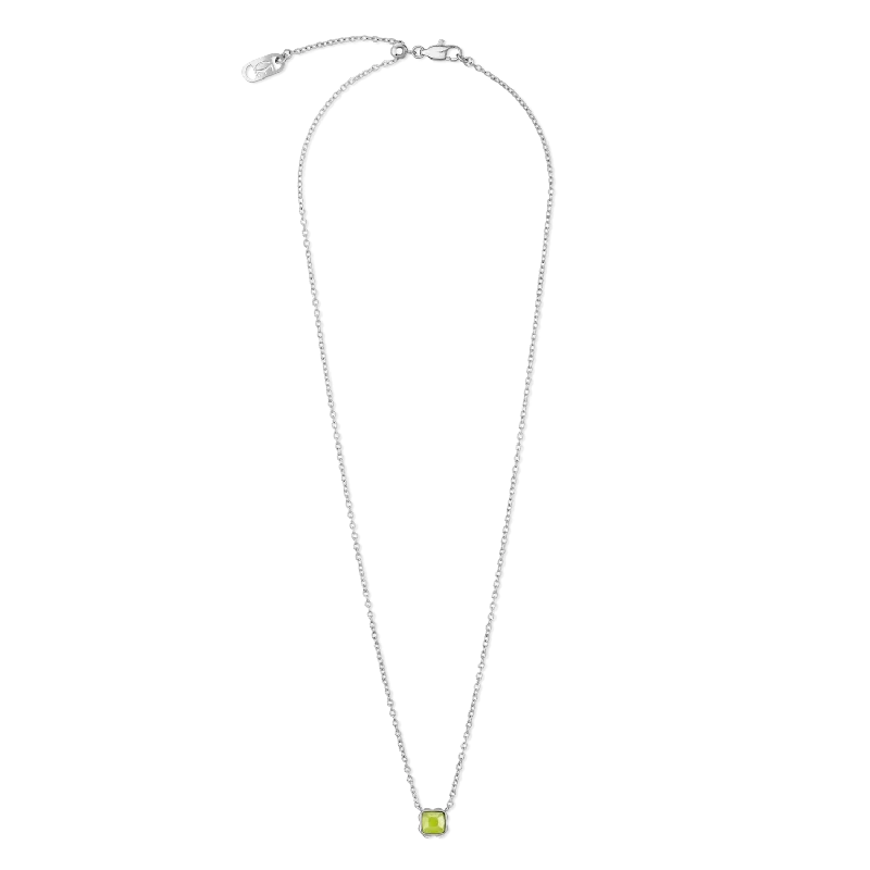 Birthstone August Necklace Green Jade Silver