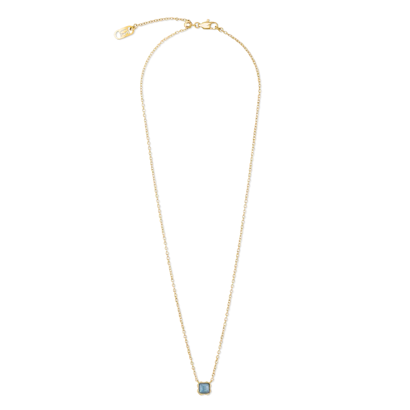 Birthstone March Necklace Blue Aventurine Gold