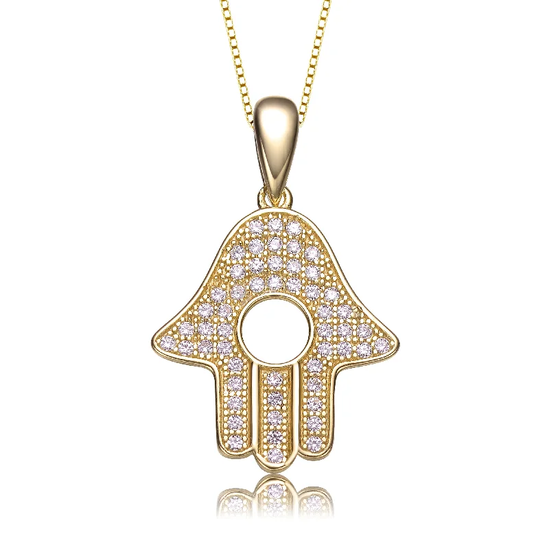 C.Z Gold Plated Hamsas Pendant