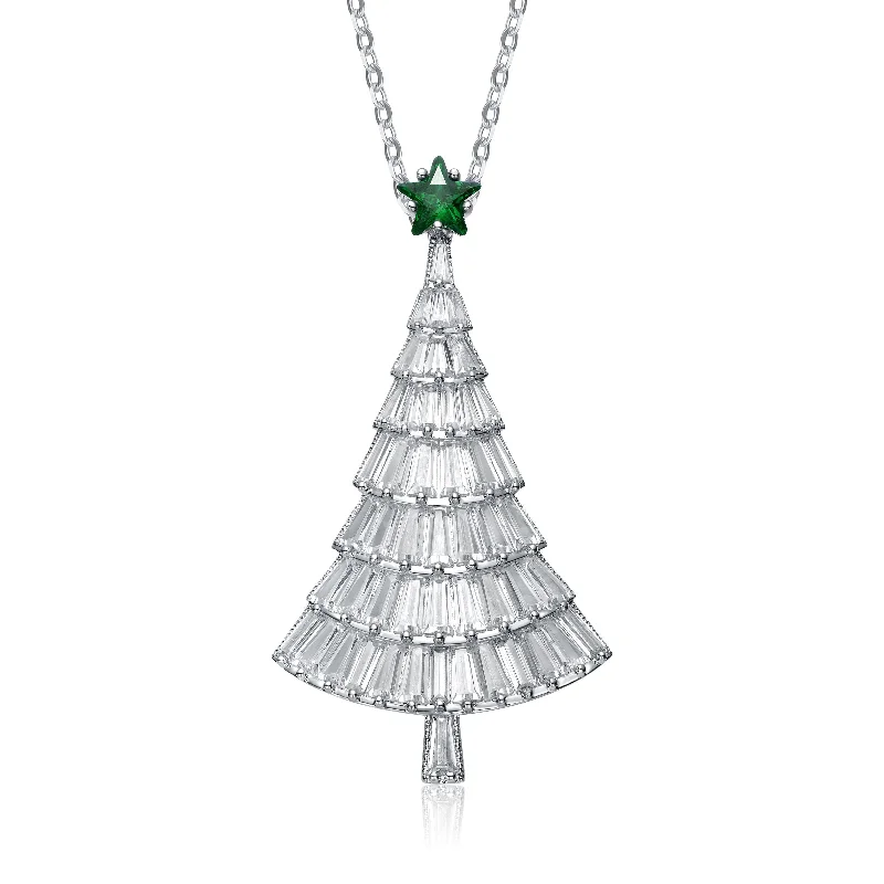 Les Haudères Christmas Tree White and Emerald Green Pendant/Brooch