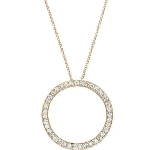 Circle pendant with 1.17 carats* of diamond simulants in 10 carat yellow gold