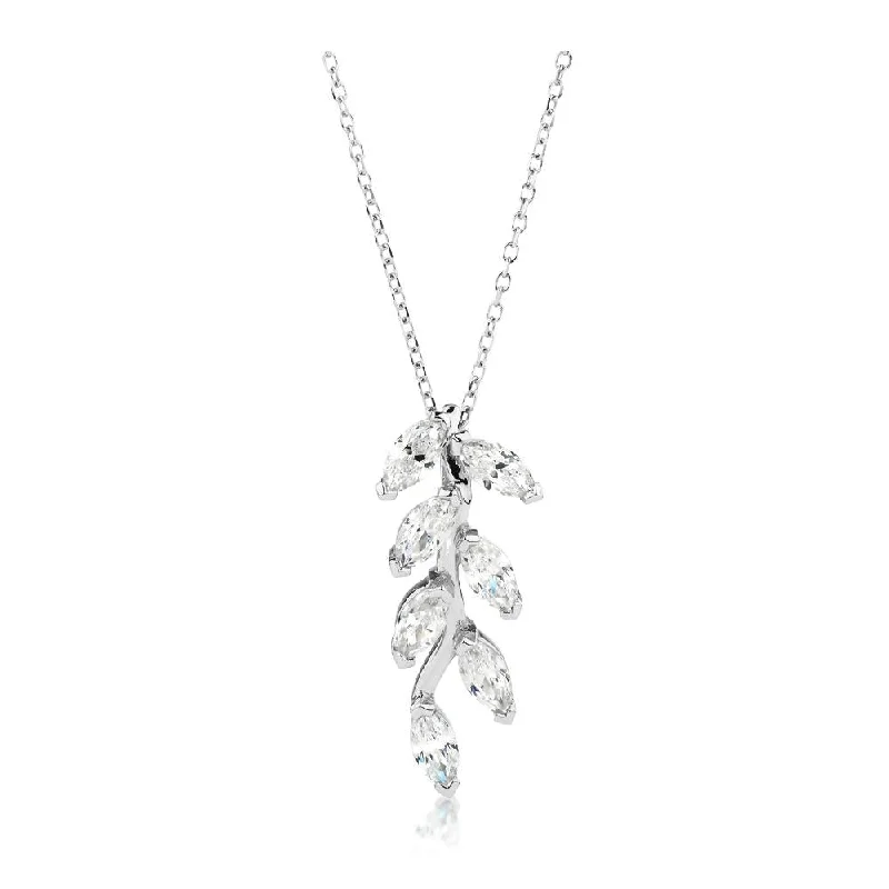 Fancy pendant with 0.98 carats* of diamond simulants in 10 carat white gold