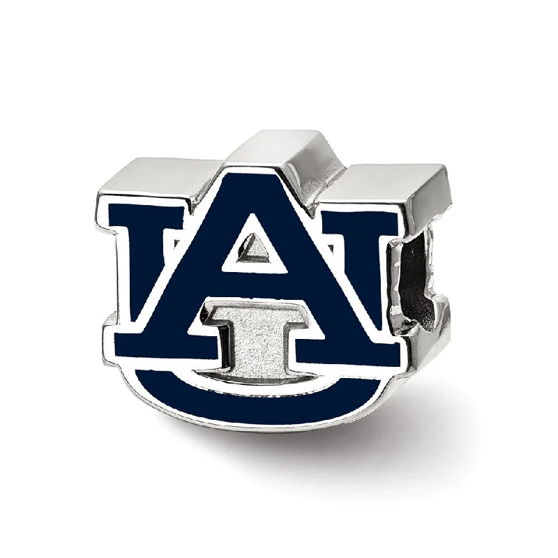 Sterling Silver Auburn University Enameled UA Logo Bead Charm