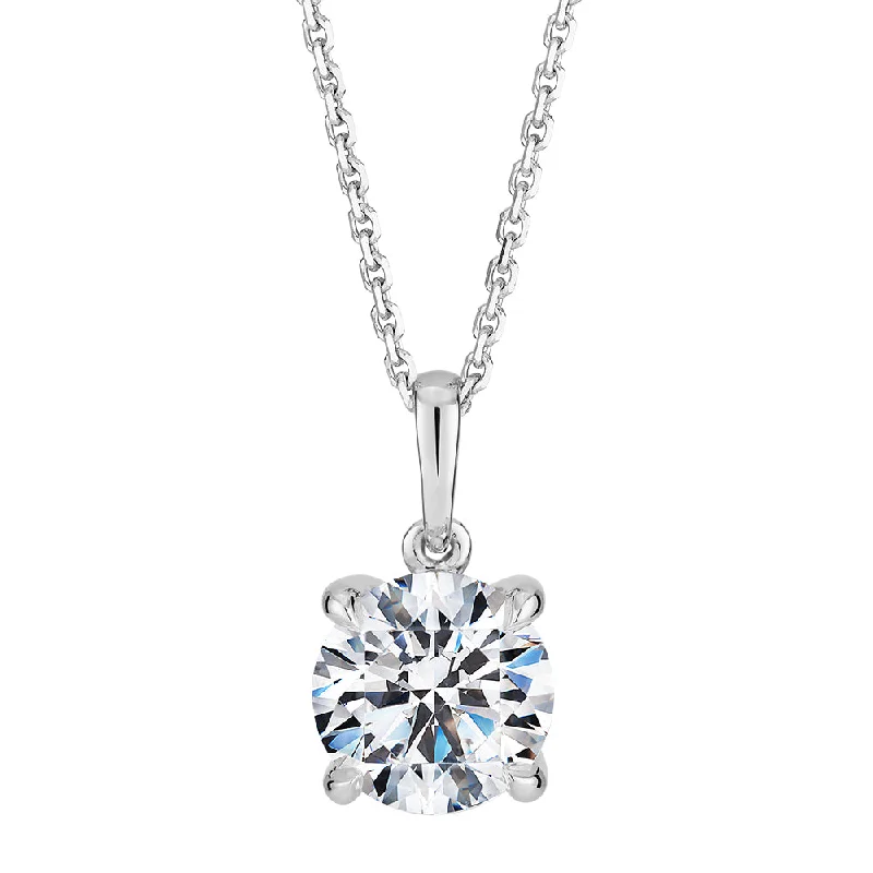 Premium Certified Laboratory Created Diamond, 1.50 carat round brilliant solitaire pendant in 18 carat white gold