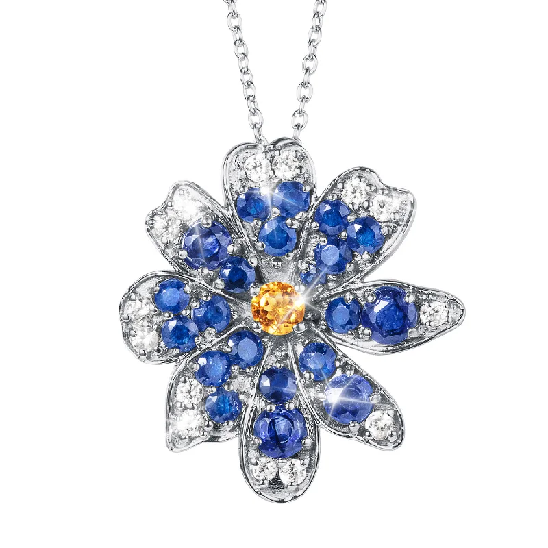 Sapphire Forget Me Not Pendant