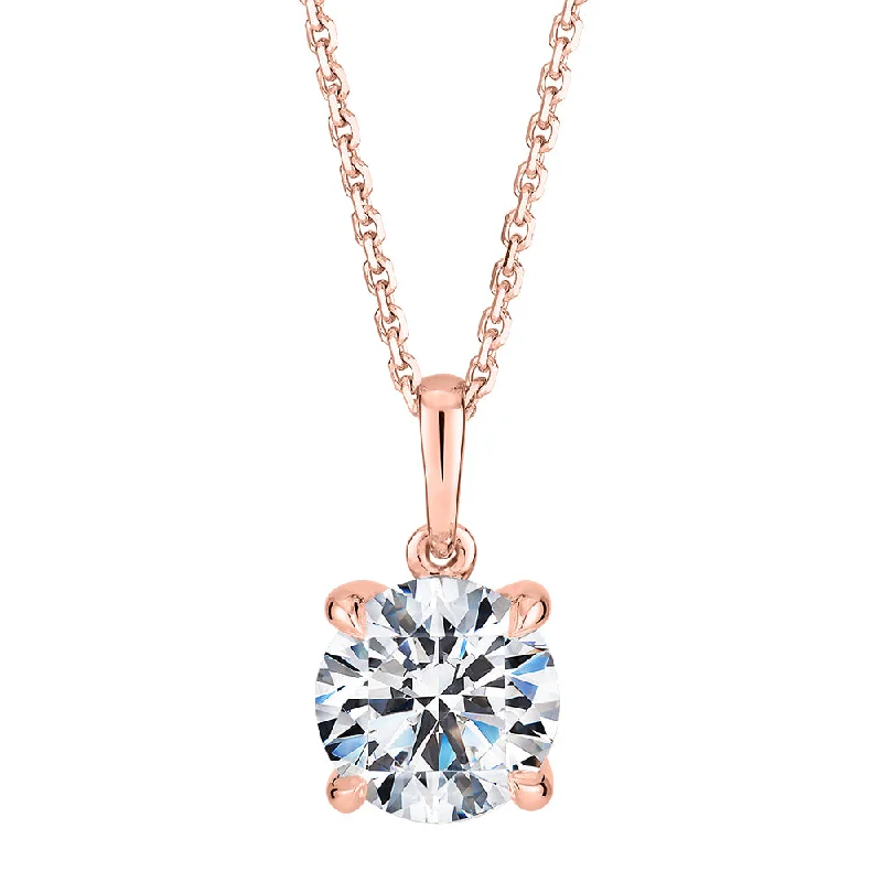 Signature Simulant Diamond 1.50 carat* round brilliant solitaire pendant in 10 carat rose gold