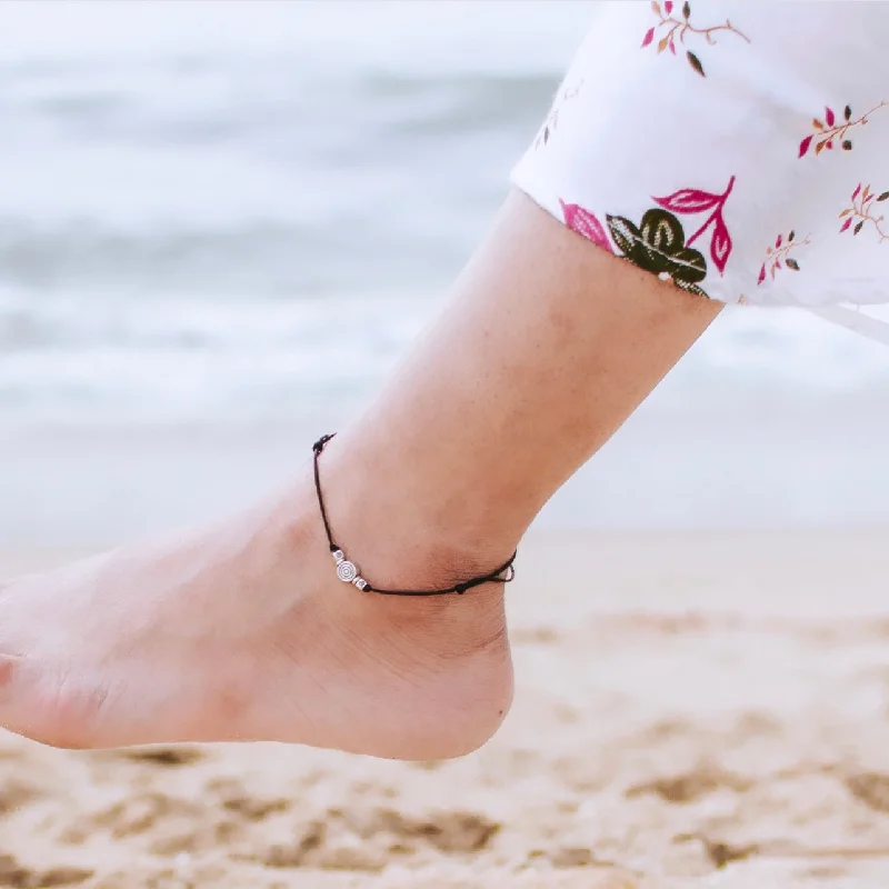 Spiral and Beads Charm Anklet