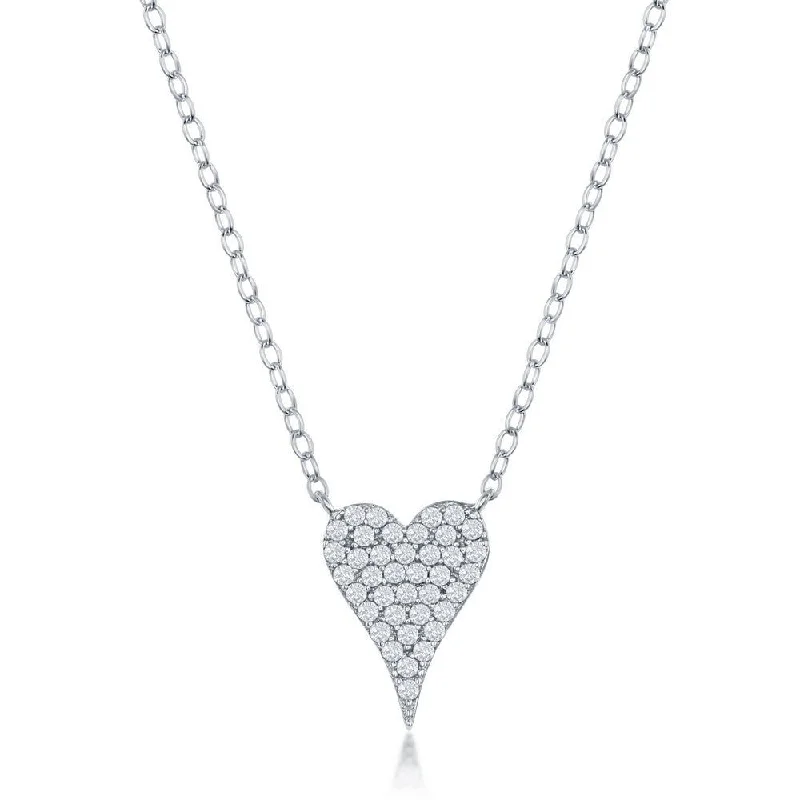 SS 18" Micro Pave CZ Heart Necklace