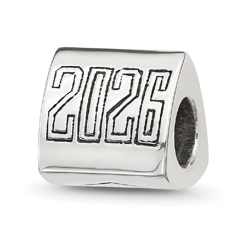 Sterling Silver 2026 Graduation 3-Sided Trilogy Bead Charm