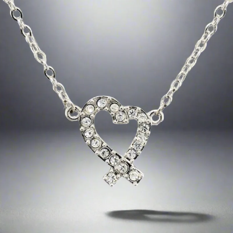 SS Plated CZ Heart Necklace