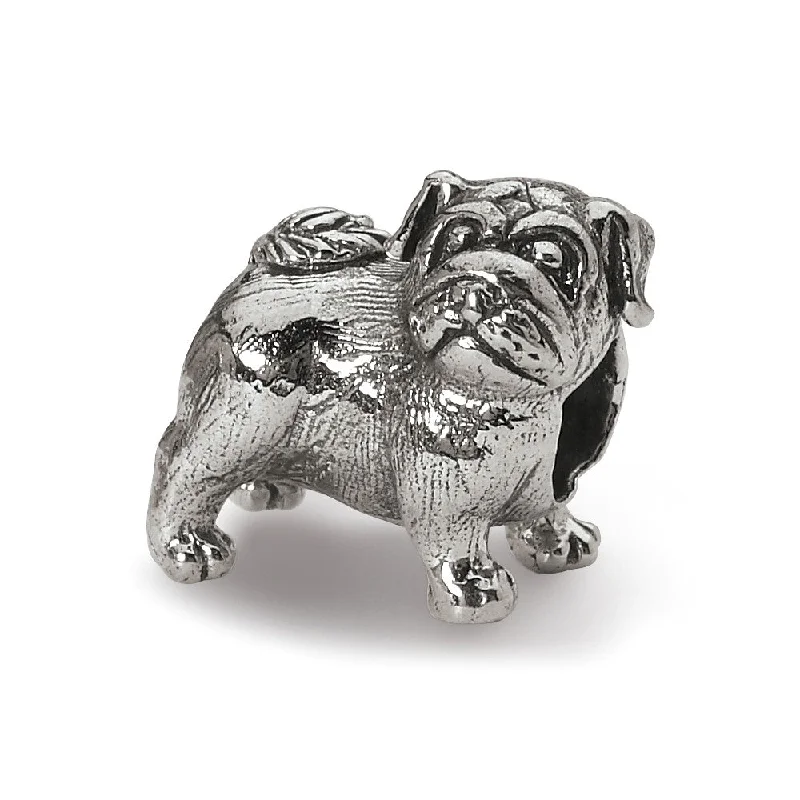 Sterling Silver Pug Bead Charm