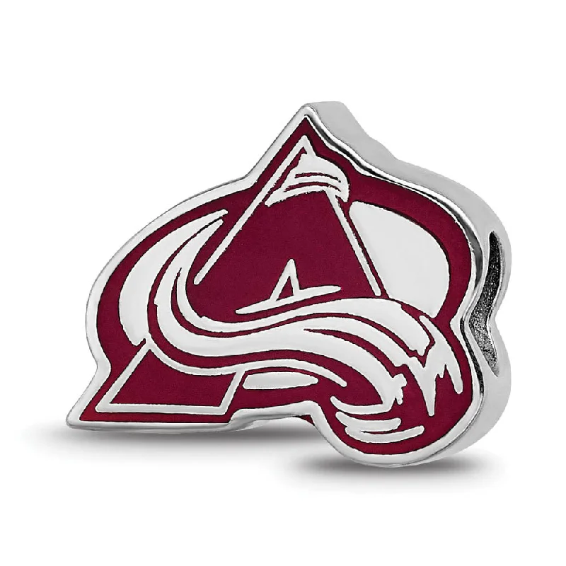 Sterling Silver Rhodium Plated NHL Colorado Avalanche Enamel Bead