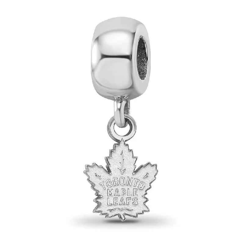 Sterling Silver Rhodium Plated NHL Maple Leafs XS Dangle Bead Charm