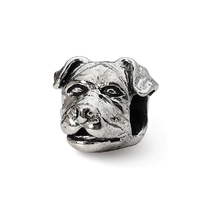 Sterling Silver Rottweiler Head Bead Charm