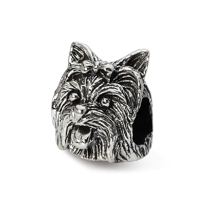 Sterling Silver Yorkshire Terrier Head Bead Charm