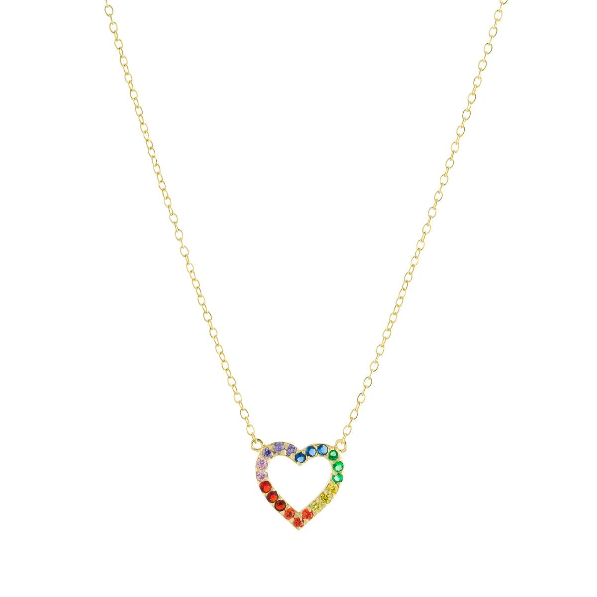 YGP Sterling 18" Multi-Color CZ Heart Necklace