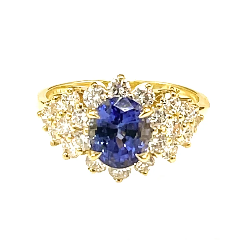 Don't Miss Our Biggest Jewelry Sale Of The Season Tanzanite & Diamond Estate Ring in 18k Gold