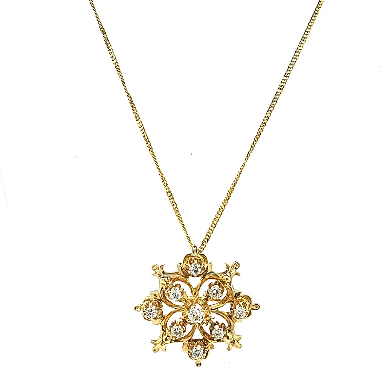 Exclusive Jewelry Sale – Sparkle For Less 14k Gold & Diamond Snowflake Pendant / Brooch