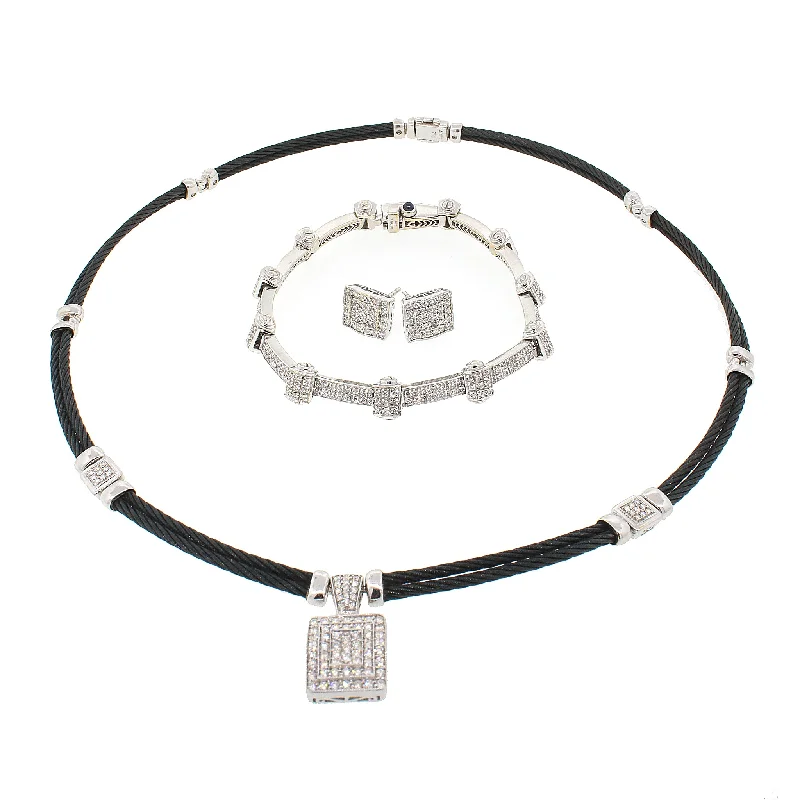 Elevate Your Outfit With Discounted Statement Jewelry Philippe Charriol Celtic Noir Pave Diamond Necklace