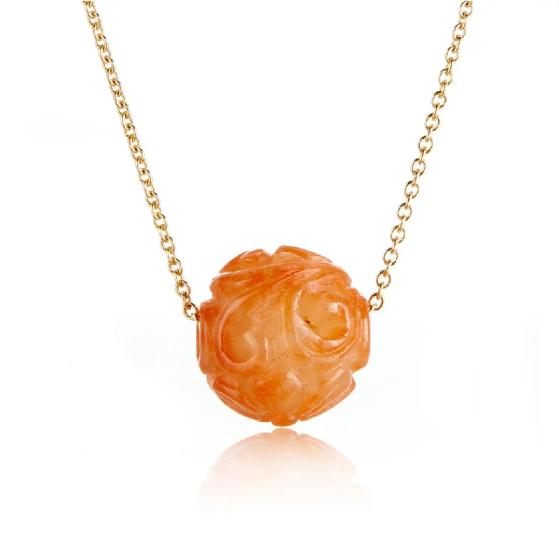 Discounted Luxury Jewelry – Shine Without The Splurge Orange Jade Dragon Ball Pendant Necklace