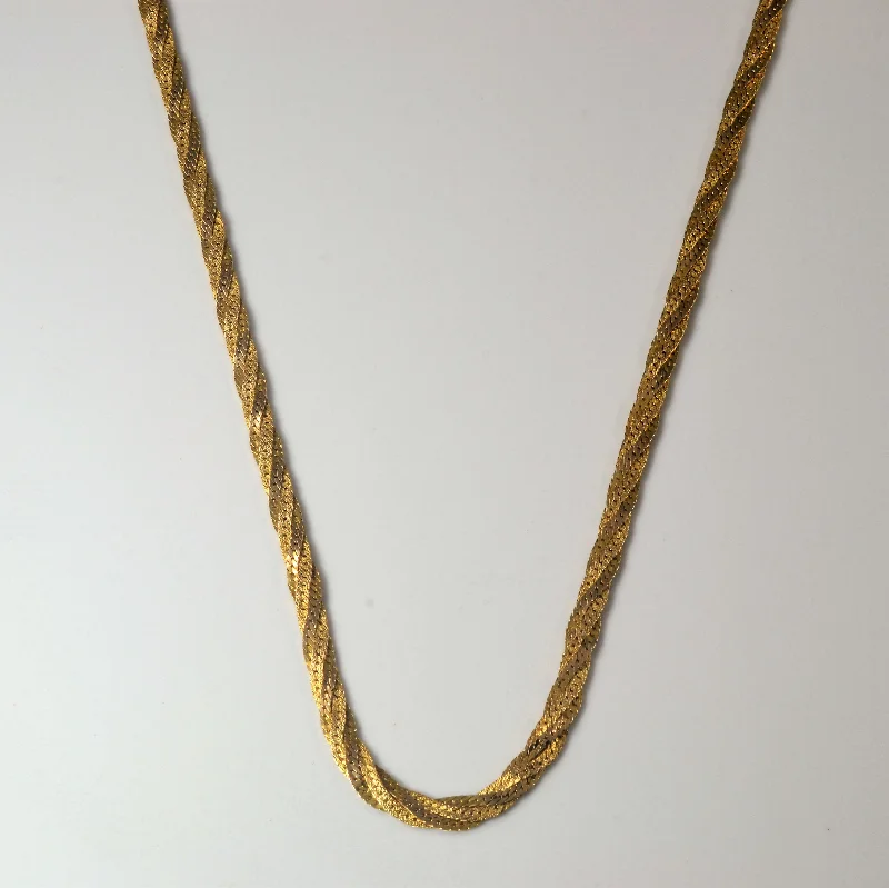 14k Gold Braided Necklace | 18" |