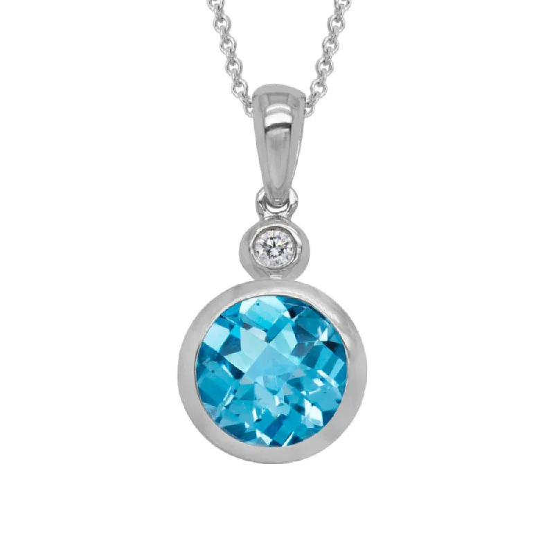 14k Swiss Blue Topaz Pendant