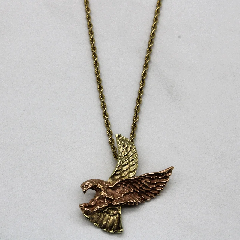 14k Two Tone Eagle Pendant Necklace | 23" |