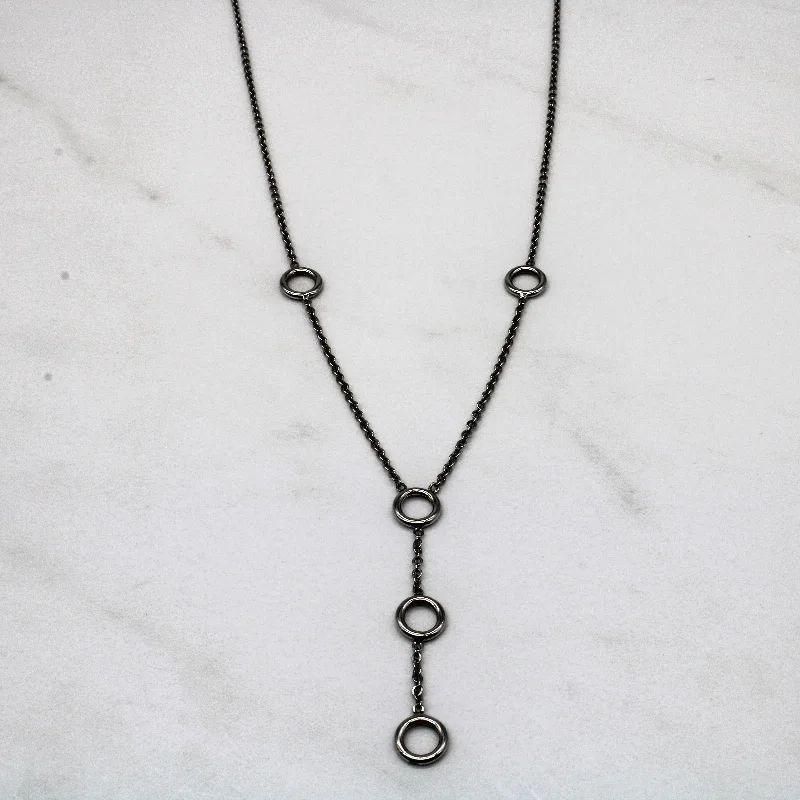 White Gold Circle Drop Necklace | 16" |