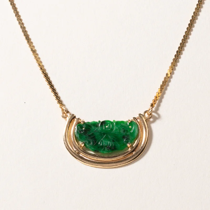 14k Yellow Gold Jade Necklace | 17.00x10.00x1.00mm | 16.5"