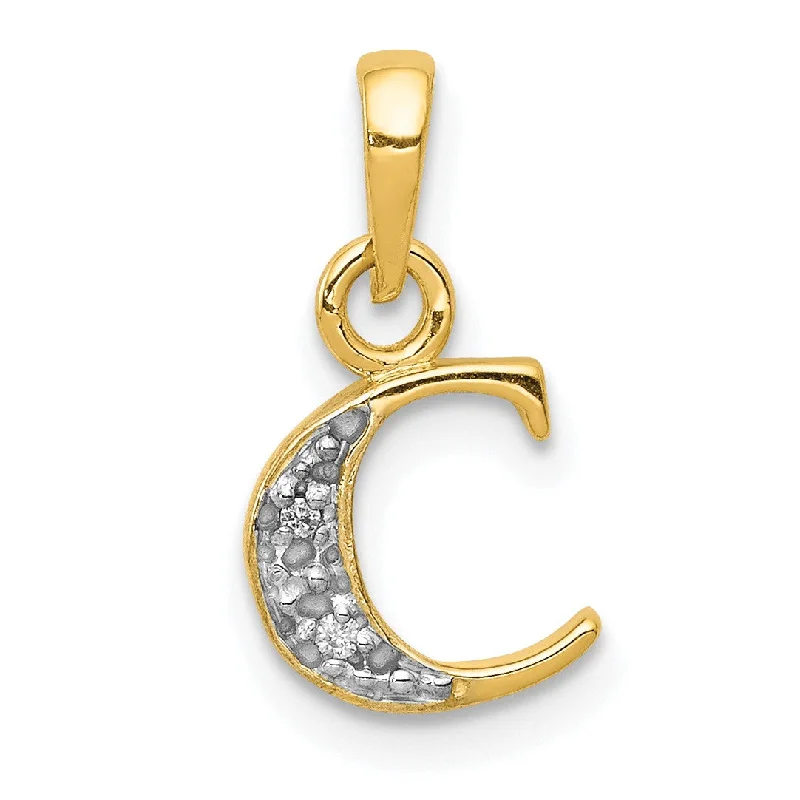 Limited-Stock Jewelry Sale – Once It's Gone, It's Gone 14KT White and Yellow Gold 1/100 CTW 15X8MM Initial Pendant; Initial C. Chain not Included