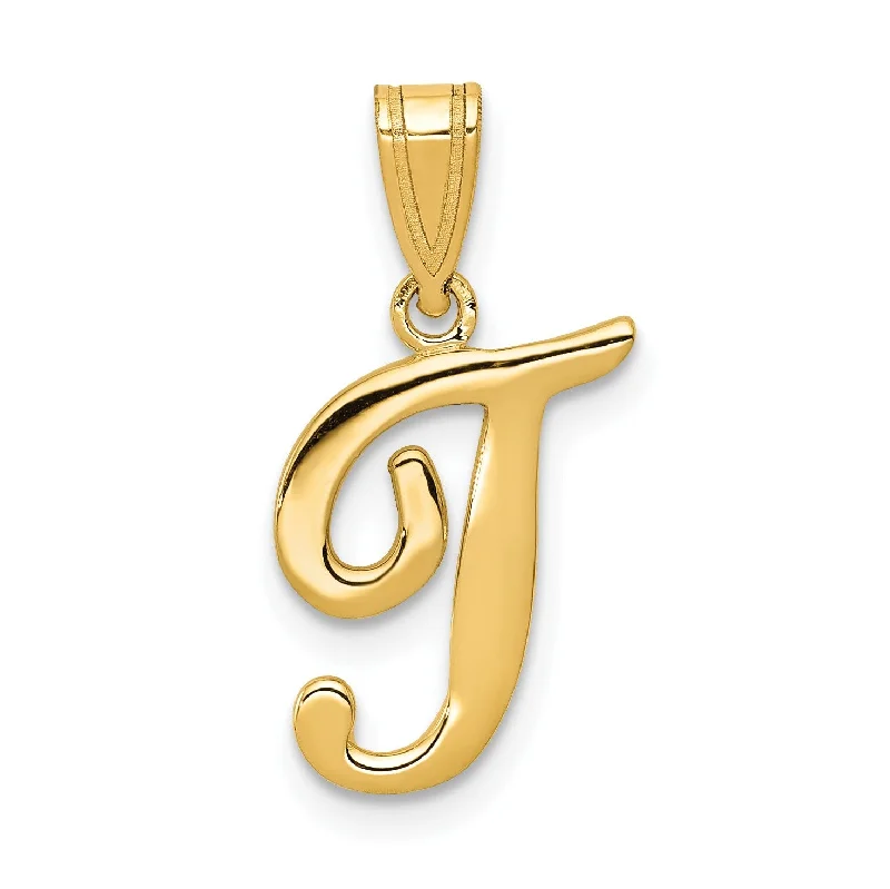 Discounted Jewelry For A Glamorous Look 14KT Yellow Gold 18X12MM Initial Pendant; Initial T. Chain not Included