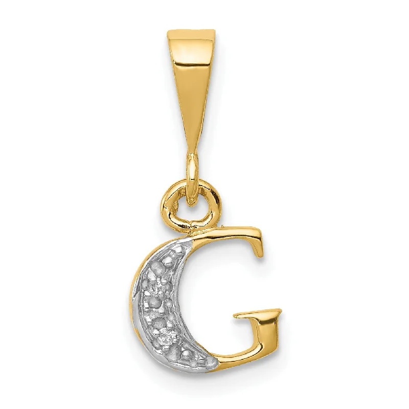 Last Chance To Grab Your Favorite Jewelry At A Discount 14KT Yellow Gold With Rhodium Plating 1/100 CTW 15X8MM Initial Pendant; Initial G. Chain not Included