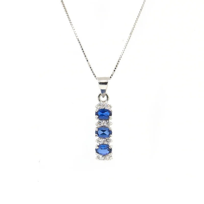 Shop Jewelry That Shines Without The High Price Sapphire & Diamond Bar Pendant Necklace in 18 kt Gold