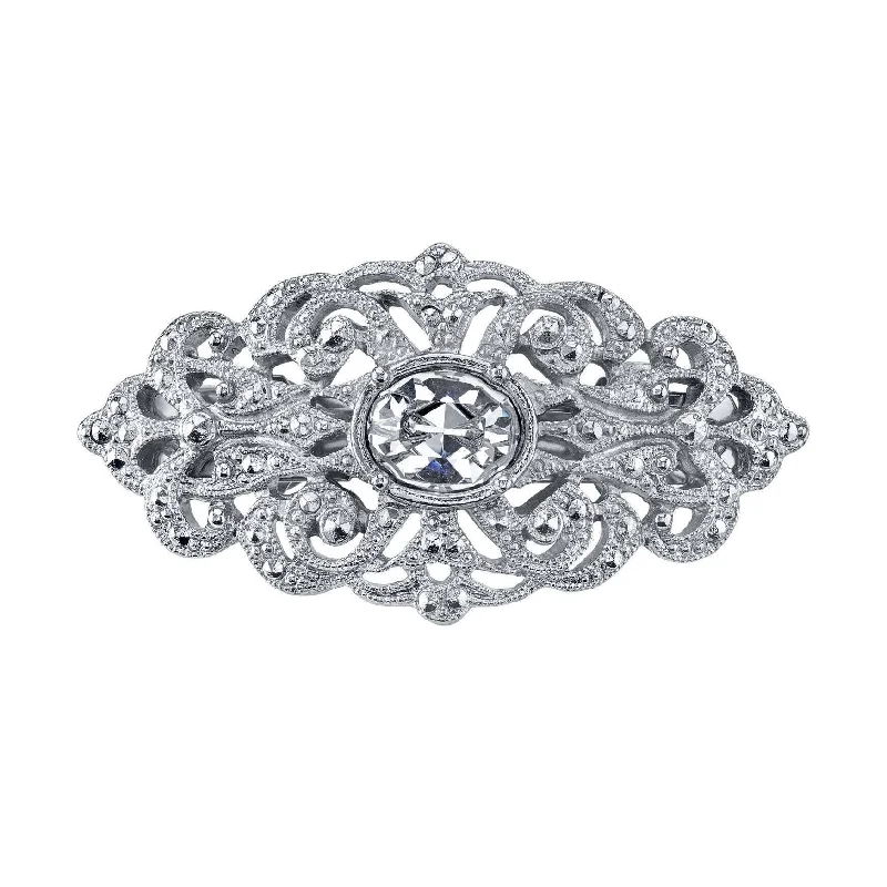 Chic, Trendy, And Affordable Jewelry Sale 1928 Bridal Filigree Austrian Oval Crystal Hair Clip Barrette