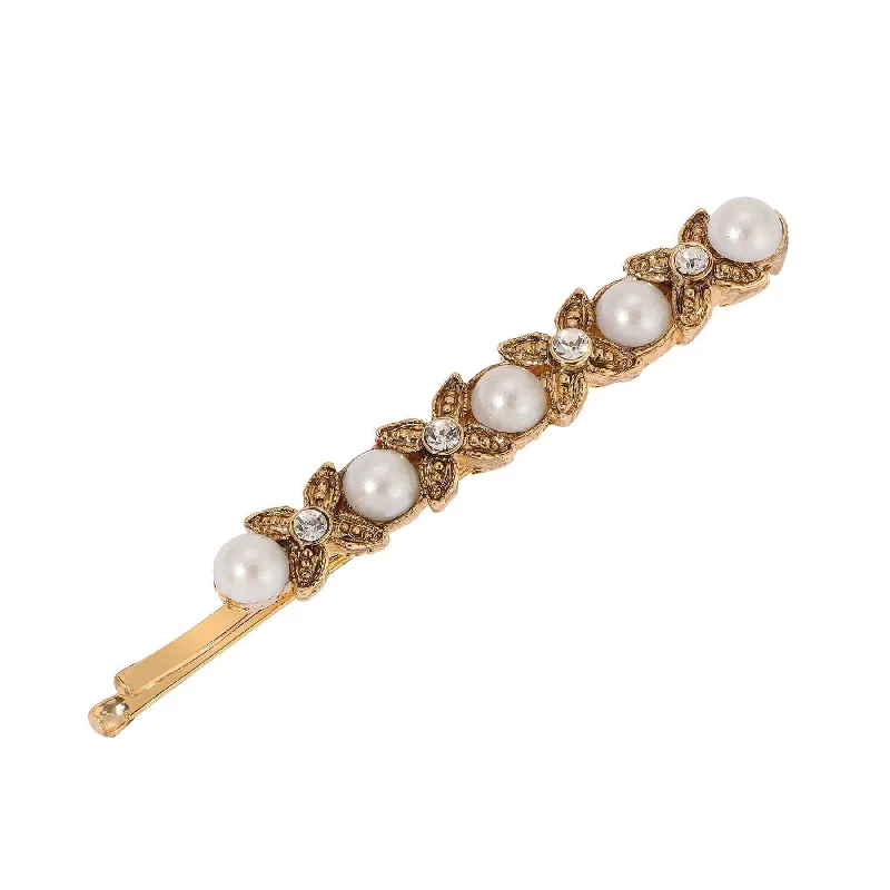 Get Ready To Sparkle – Special Jewelry Discounts 1928 Jewelry Clear Crystal Flower & Faux Pearl Bobby Pin