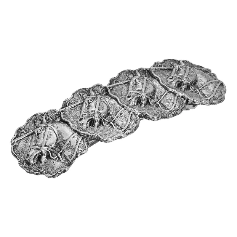 Glamorous Jewelry, Glamorous Deals – Shop Now 1928 Jewelry Equestrian Race Horses Antiqued Hair Barrette