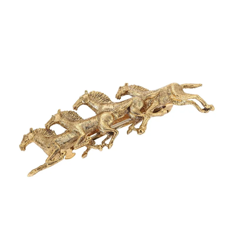 Bestselling Jewelry At Special Promotional Rates 1928 Jewelry Gold Galloping Colt Horses Hair Barrette