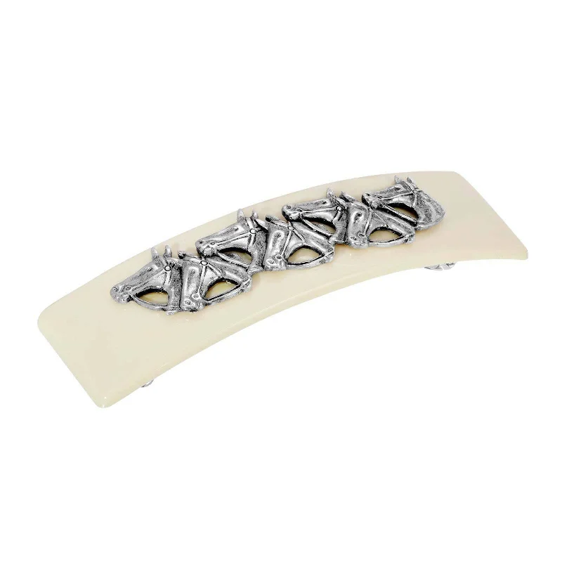 Stunning Statement Jewelry, Unbeatable Discounts 1928 Jewelry Ivory Racing Horses Hair Barrette