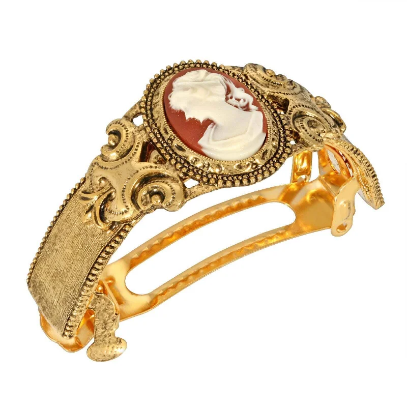 Timeless Elegance, Temporary Discounts – Act Fast 1928 Jewelry Ornate Oval Carnelian Red Cameo Ponytail Holder