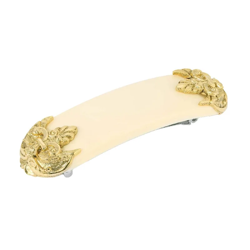 The Perfect Jewelry Piece At The Perfect Price 1928 Jewelry Oval Ivory Fleur de Lis Hair Barrette