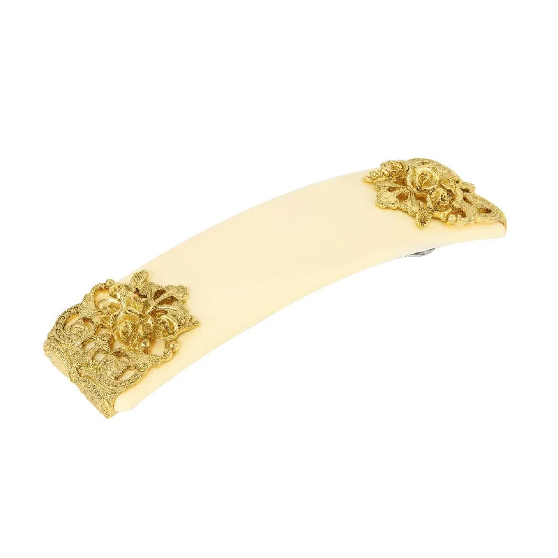 Special Sale On Handcrafted Jewelry – Shop Today 1928 Jewelry Rectangular Ivory Floral Hair Barrette