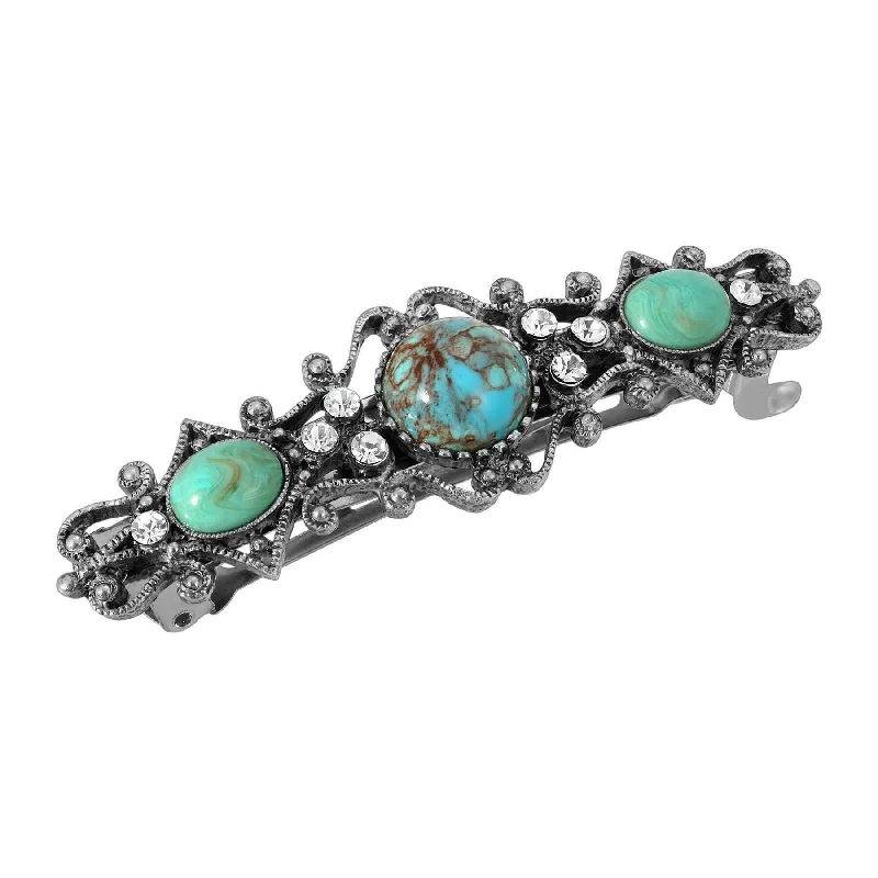 Premium Diamond Jewelry At Once-In-A-Lifetime Discounts 1928 Jewelry Turquoise Color Stones Crystal Hair Barrette