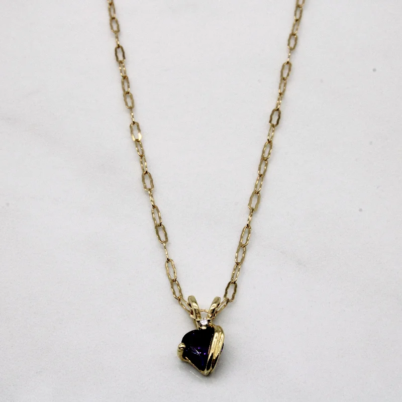 Amethyst & Diamond Heart Necklace | 0.60ct, 0.01ct | 16" |