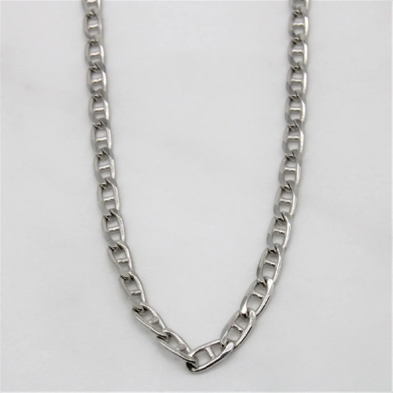 10k White Gold Anchor Chain Necklace | 20" |