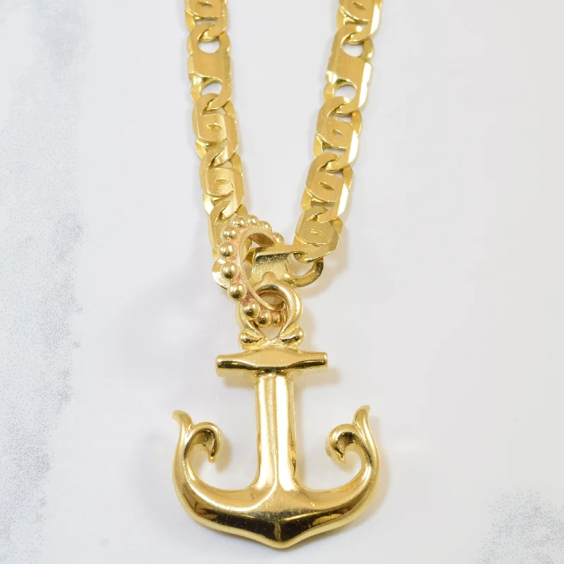 Yellow Gold Anchor Necklace | 24.5" |