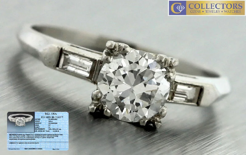 Unmissable Jewelry Clearance – Final Reductions Antique Art Deco Estate Platinum 1.00ctw Old European Diamond Engagement Ring