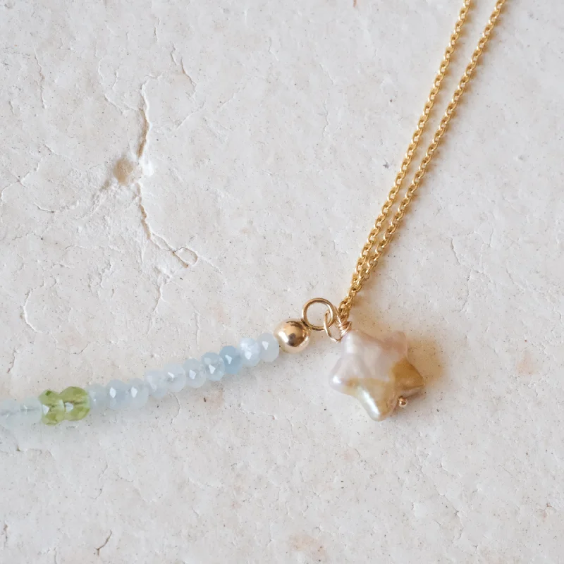 Premium Jewelry At Promotional Prices – Shine Today Aquamarine and Peridot Star Necklace | OOAK